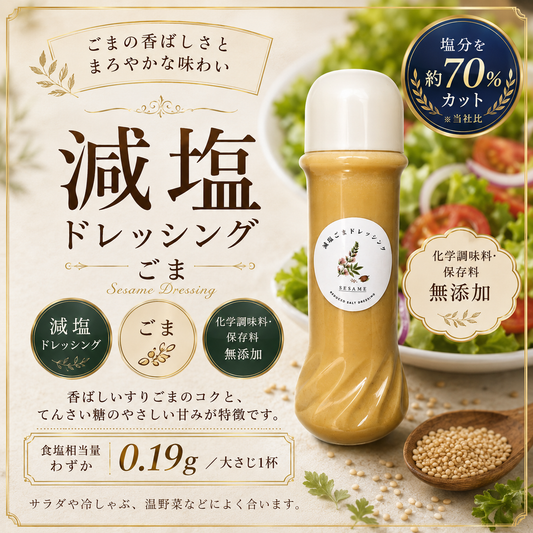 【先行予約】減塩ごまドレッシング 200ml 完全無添加・塩分0.19g／大さじ1杯 Nephgra（ネフグラ）